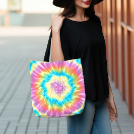 Vibrant Groovy Tie-Dye Spiral i Pastel Färg Tygkasse