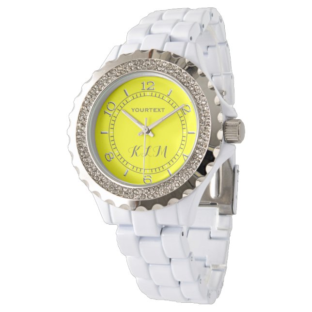 Vibrant Gult Fluo Delight Redo Monogram Armbandsur (Vinklad)