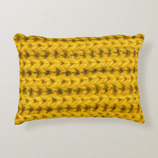 Vibrant Gult Kndis Wool Struktur Prydnadskudde