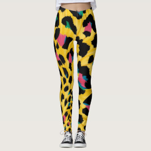 Vibrant Gult Leopard Print Leggings