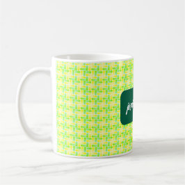 Vibrant Gult och Grönt Geometric Kor Mönster Kaffemugg