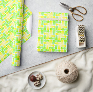 Vibrant Gult och Grönt Geometric Kor Mönster Presentpapper