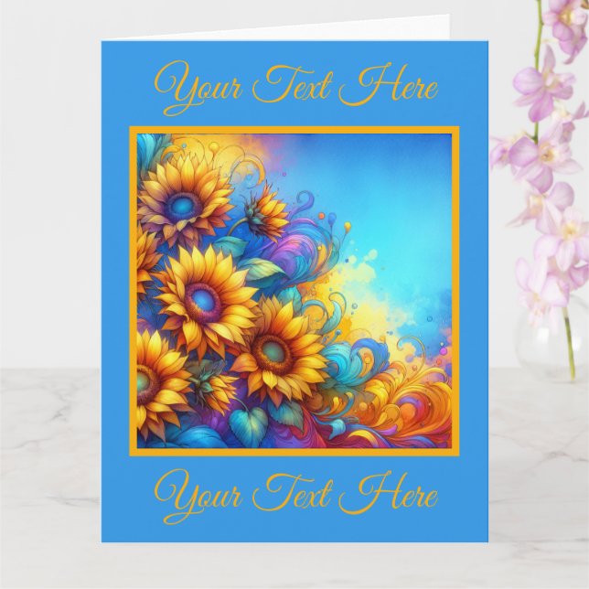 Vibrant Gult Solblommor Greeting Card Kort (Orkide)