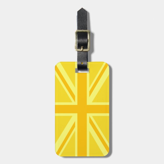 Vibrant Gult Union Jack Bagagebricka (Vertikal Framsida)