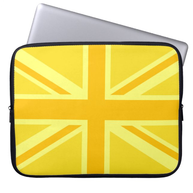 Vibrant Gult Union Jack Laptop Sleeve (Framsidan)