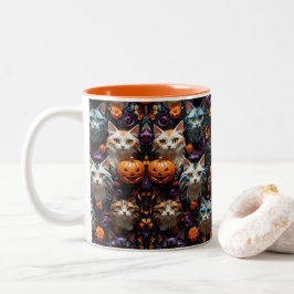 Vibrant Halloween Cat Mönster Colorful Spooky Två-Tonad Mugg