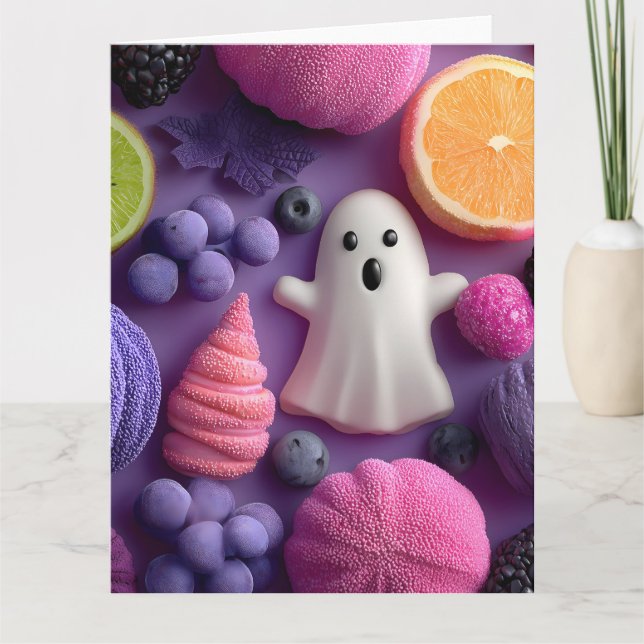 Vibrant Halloween-godis och Ljugit fruktplattor Kort (Framsida)