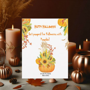 Vibrant Halloween Pumpkin Watercolor Sunblommor
