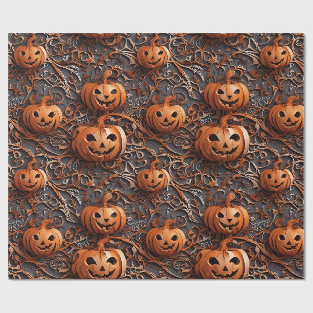 Vibrant Halloween-themed Jack o lantern Presentpapper (Platt)