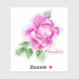 Vibrant handfärgad vattenfärg Rosa ros Klistermärken