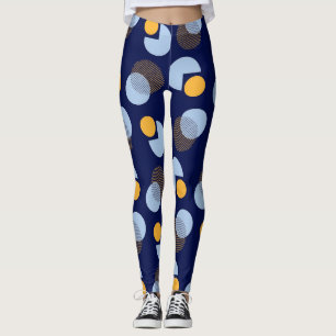 "Vibrant harmoni: Blå och Gult tryckta skinn Leggings