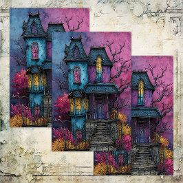 VIBRANT HAUNTED HUS DECOUPAGE TISSUE PAPER