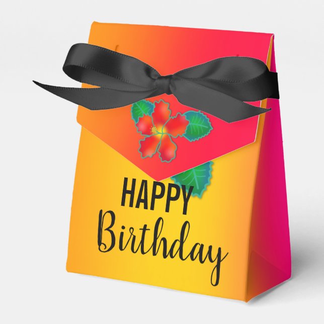 Vibrant Hawaiian Blomsterträdgård Hibiscus Elegant Presentaskar (Framsidan Sidan)