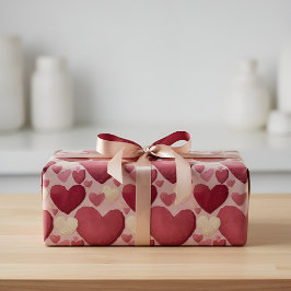 Vibrant Heart Pattern Wrapping Paper - Pink, Red,  Presentpapper