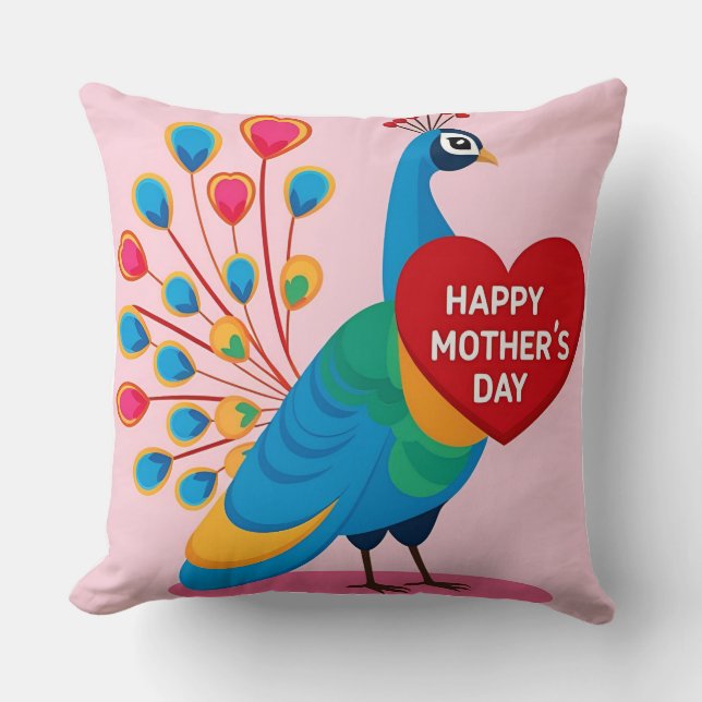 Vibrant Heart Svan: Mors dag Peacock Kudde (Framsida)
