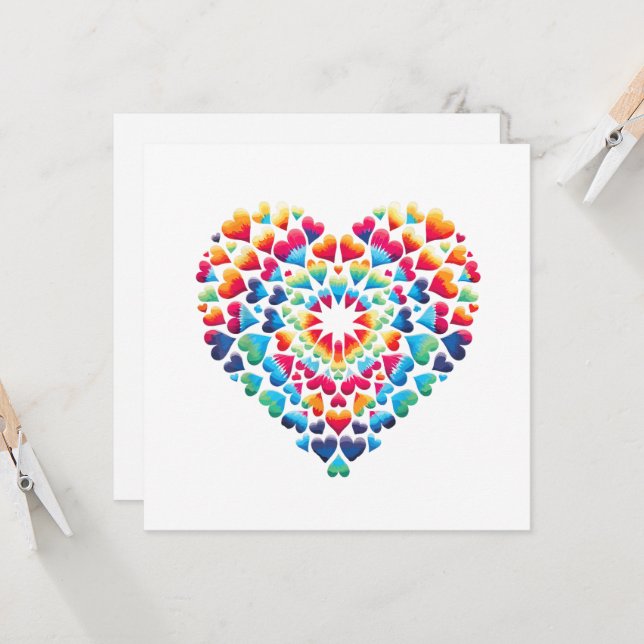 Vibrant Heart Tie-Dye Inbjudningar (Fram/Back In Situ)