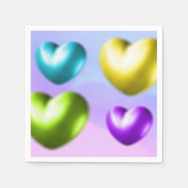 Vibrant Hearts Napkins Pappersservett (Framsidan)