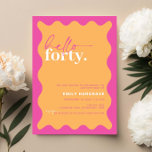 Vibrant Hej 40:e födelsedagen Party Inbjudningar<br><div class="desc">Denna sjudande inbjudan till 30års födelsedag-partiet är perfekt för en modern födelsedagsfest. Den moderna designen har orange i contemporary med vågigt gräns. Anpassade i alla färg. Behålla designen minimal och elegant, som den är, eller anpassa den genom att lägga till egna bilder och teckningar. Om du vill göra en mer...</div>