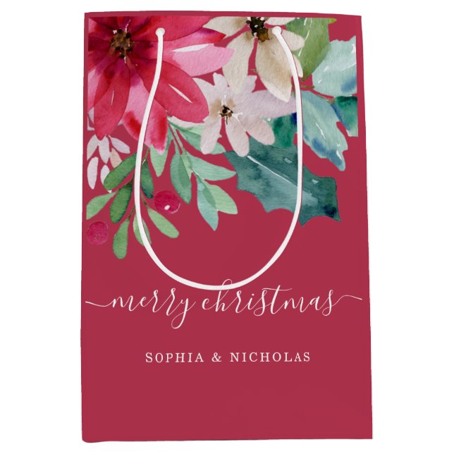 Vibrant Helgdag Blommigt | Julfärg Röd (Framsidan)
