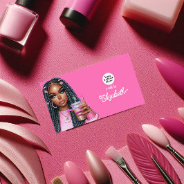 Vibrant Hett-Rosa African American Salon Branding Visitkort