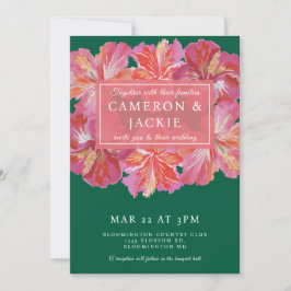 Vibrant Hibiscus Green Tropical Wedding  Inbjudningar