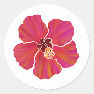 Vibrant Hibiscus Sticker Lakan för Party-planering Runt Klistermärke
