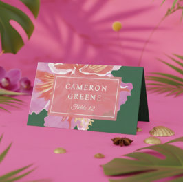 Vibrant Hibiscus Tropical Wedding Place Card Placeringskort