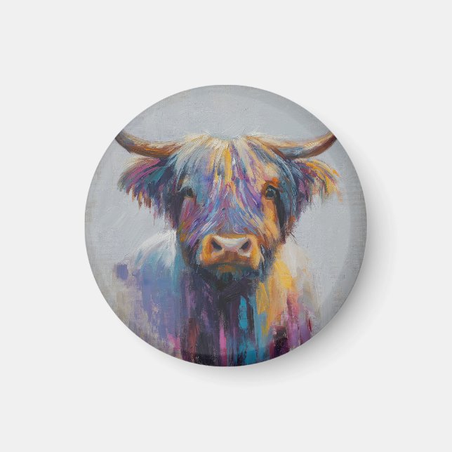 Vibrant Highland Coo Gift - Highland Cow Magnet (Framsidan)