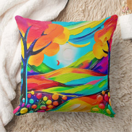 Vibrant Hillside Harmony-målning Kudde