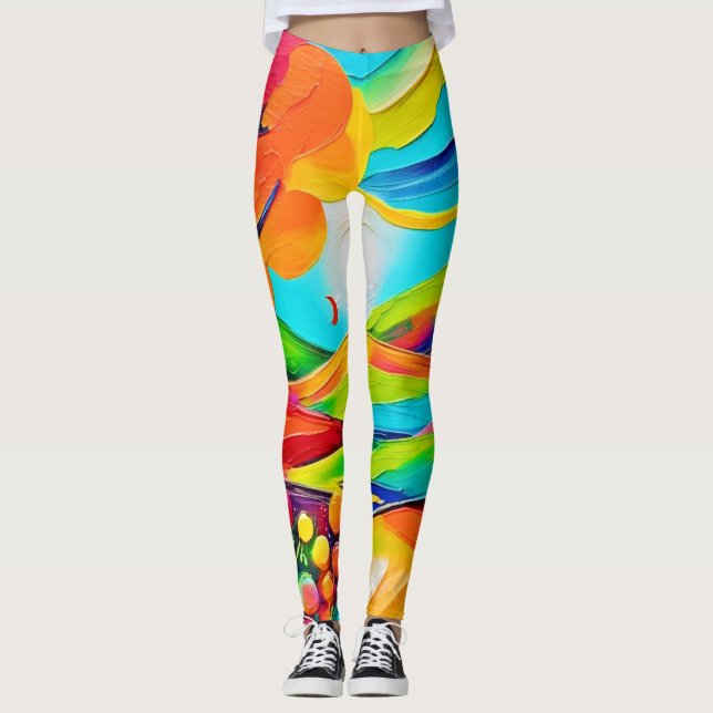 Vibrant Hillside Harmony-målning Leggings (Framsida)
