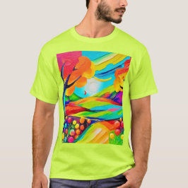 Vibrant Hillside Harmony-målning T Shirt