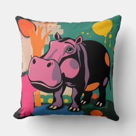 Vibrant Hippo-design Kudde