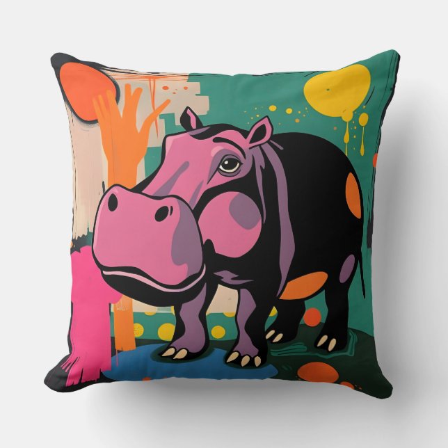 Vibrant Hippo-design Kudde (Framsida)