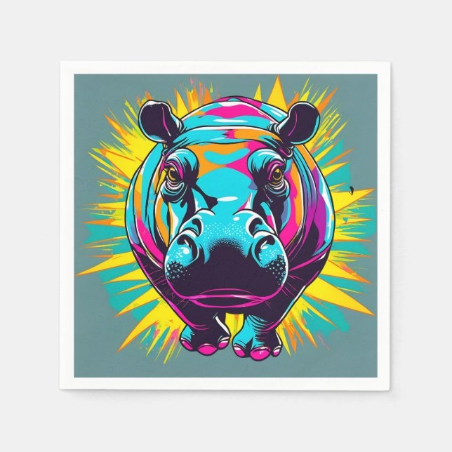 Vibrant Hippo-djur Pappersservett (Framsidan)