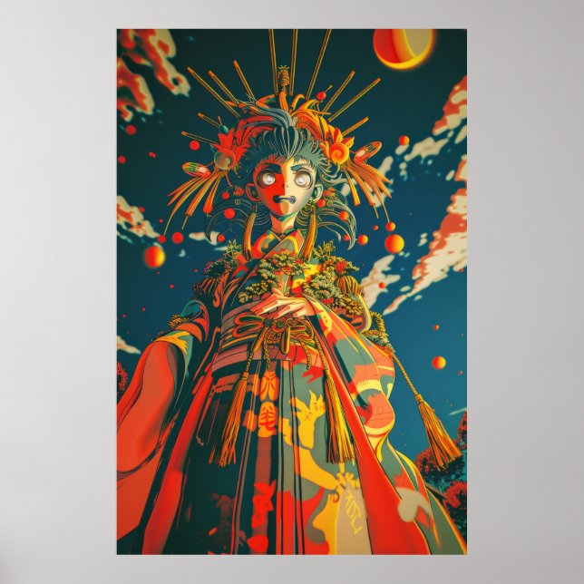 Vibrant högkontrast-Psychedelic Illustration Pos Poster (Framsidan)