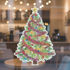 Vibrant Holiday Christmas Tree Window Cling