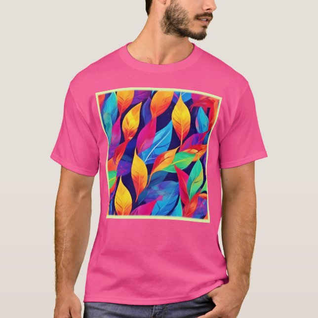 Vibrant Höst löv Abstrakt Art T Shirt (Framsida)