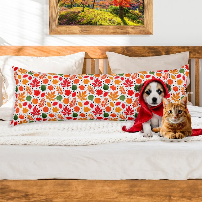 Vibrant Höst löv med flera Färgader Mönster Kroppskudde (Vibrant Autumn Leaves Multi-Colored Pattern Body Pillow)