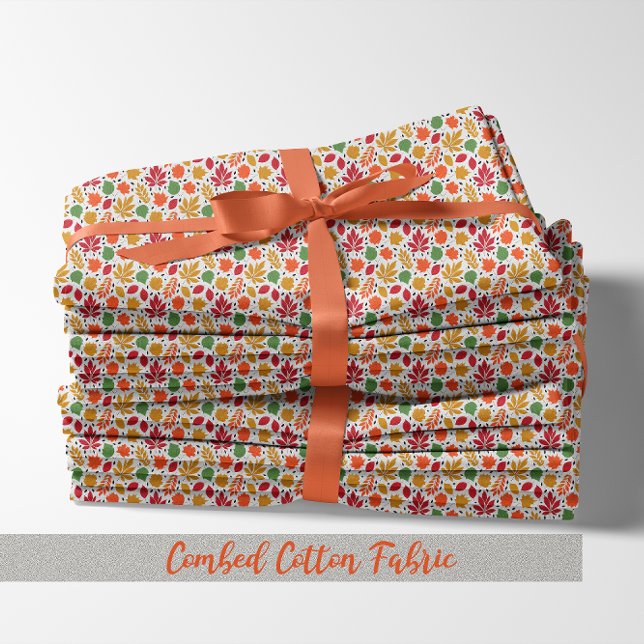 Vibrant Höst löv med flera Färgader Mönster Tyg (Vibrant Autumn Leaves Multi-Colored Pattern Combed Cotton Fabric)