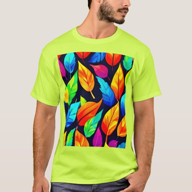 Vibrant Höst löv Mönster T Shirt (Framsida)