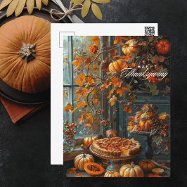 Vibrant Höst löv Pumpkin Paj Thanksgiving Helg Vykort