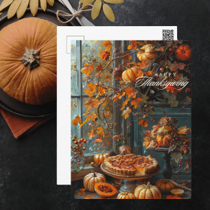 Vibrant Höst löv Pumpkin Paj Thanksgiving Helg Vykort