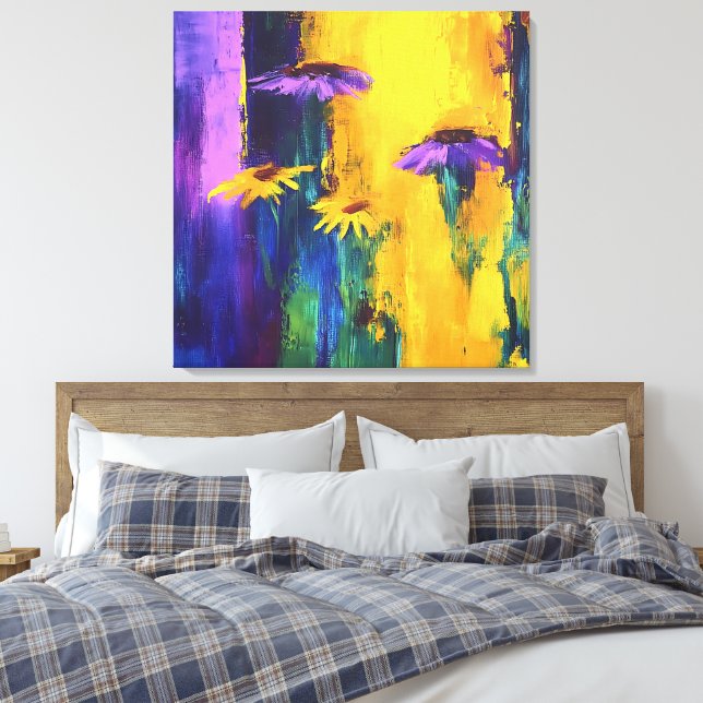 Vibrant Hues - Abstrakt Blommigt Canvas Art (Insitu (sovrum))