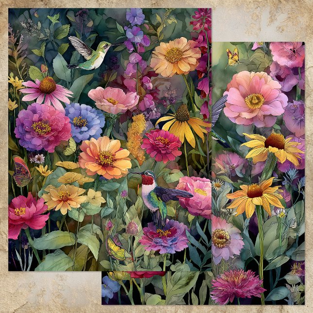 VIBRANT HUMMINGBIRD GARDEN SCRAPBOOK PAPER (VIBRANT HUMMINGBIRD GARDEN SCRAPBOOK PAPER)
