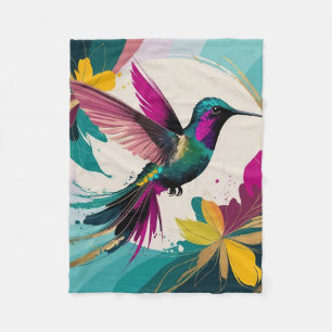 Vibrant Hummingbird in Flight: A Tropical Abstrakt Fleecefilt