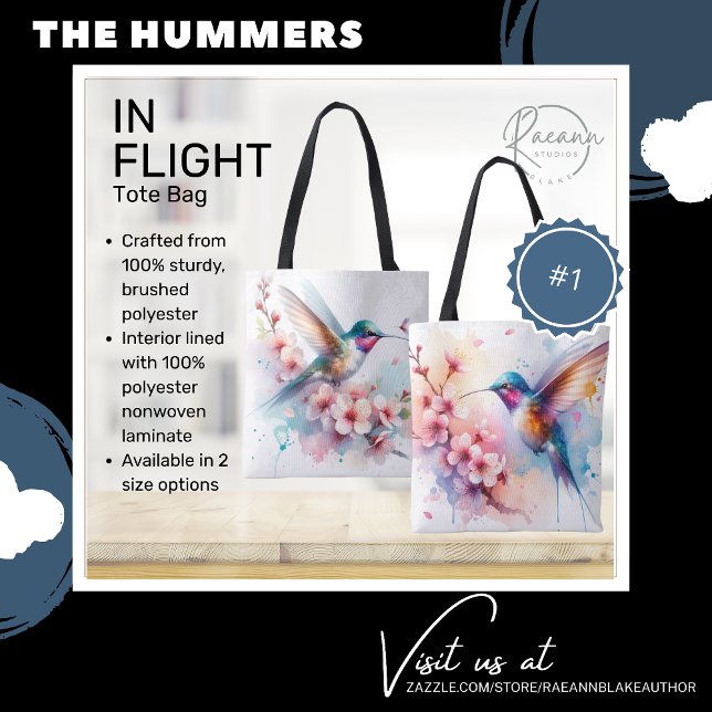 Vibrant Hummingbird in Flight Tote Bag Tygkasse (Skapare uppladdad)