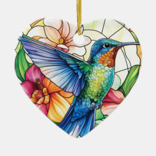 Vibrant Hummingbird Nedfläckad Julgransprydnad Keramik