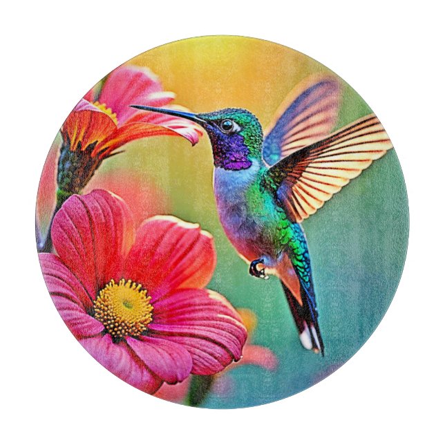 Vibrant hummingbird vid solnedgången design (Framsidan)