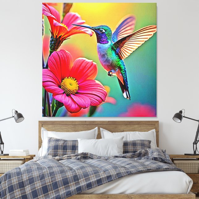 Vibrant hummingbird vid solnedgången design canvastryck (Insitu (sovrum))
