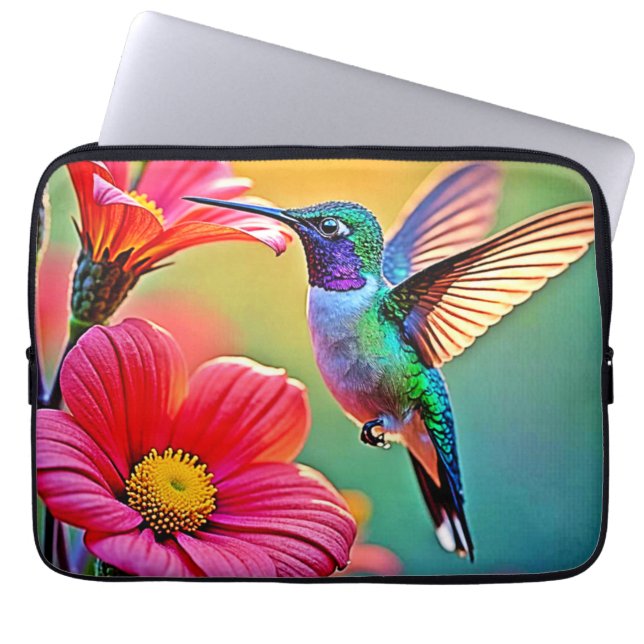 Vibrant hummingbird vid solnedgången design laptop fodral (Framsidan)